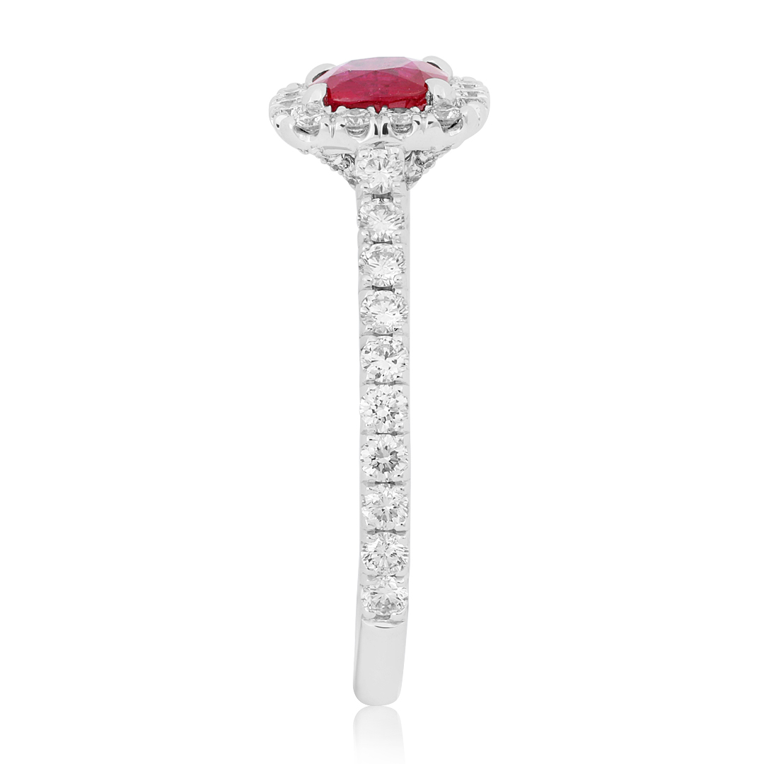 18K White Gold Ring with Rubies and Diamonds