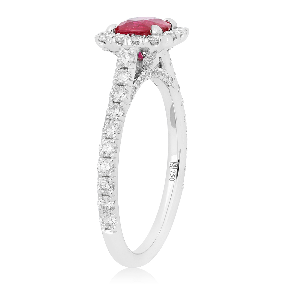 18K White Gold Ring with Rubies and Diamonds