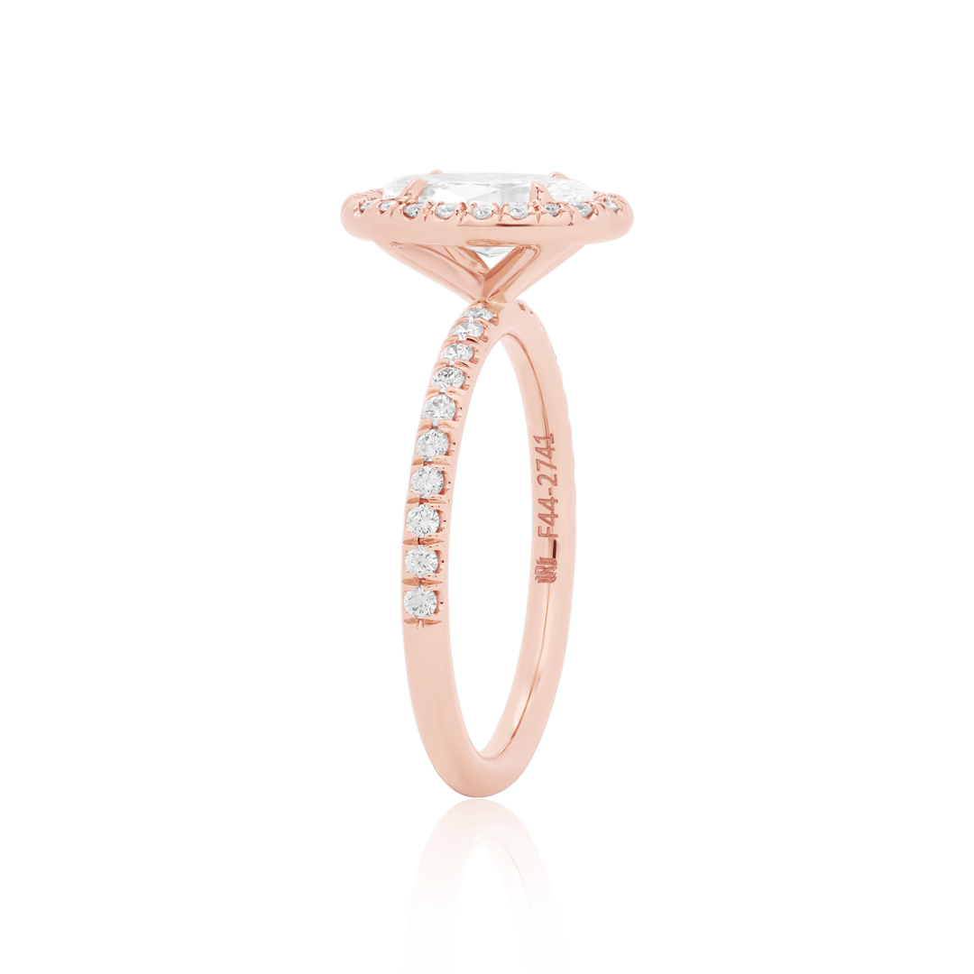 18K Rose Gold Oval Diamond Halo Engagement Ring
