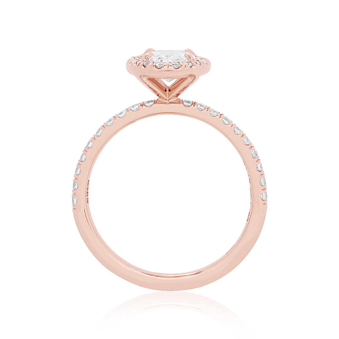 18K Rose Gold Oval Diamond Halo Engagement Ring