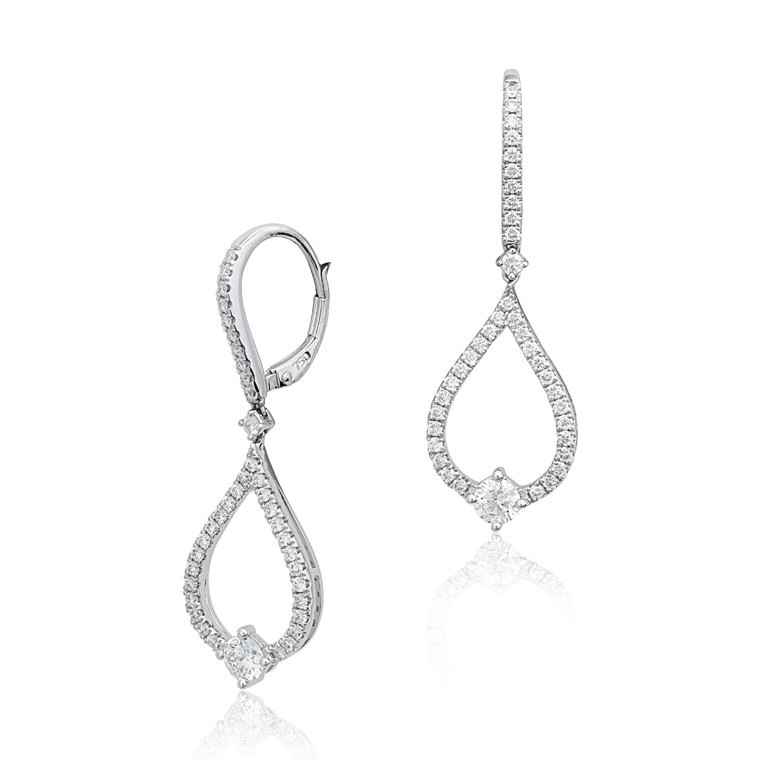 18K White Gold Drop Earrings with Diamonds