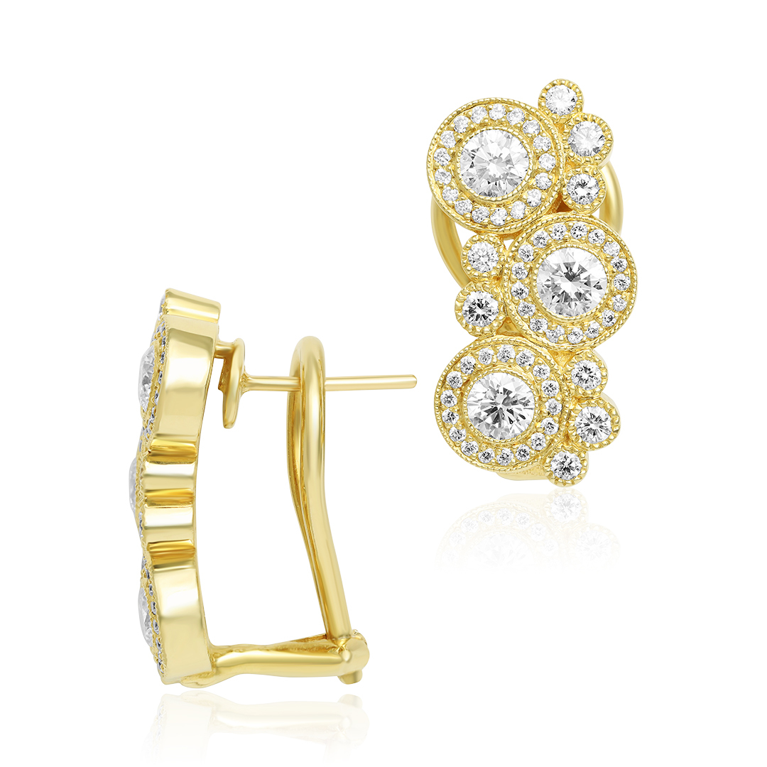 Rahaminov 18K Yellow Gold Forevermark Diamond Bubble Earrings