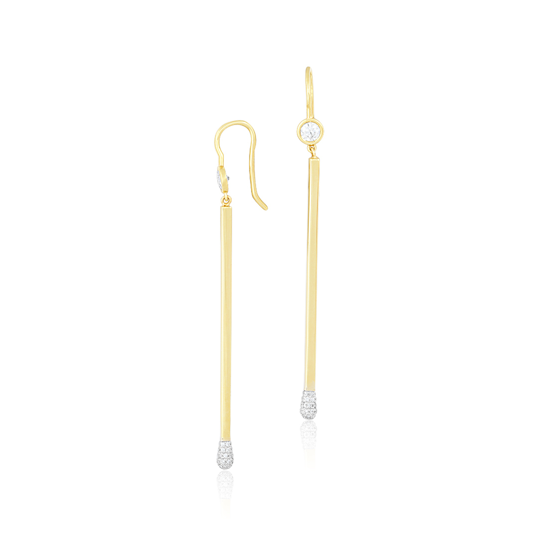 18K Yellow Gold Diamond Drop Earrings
