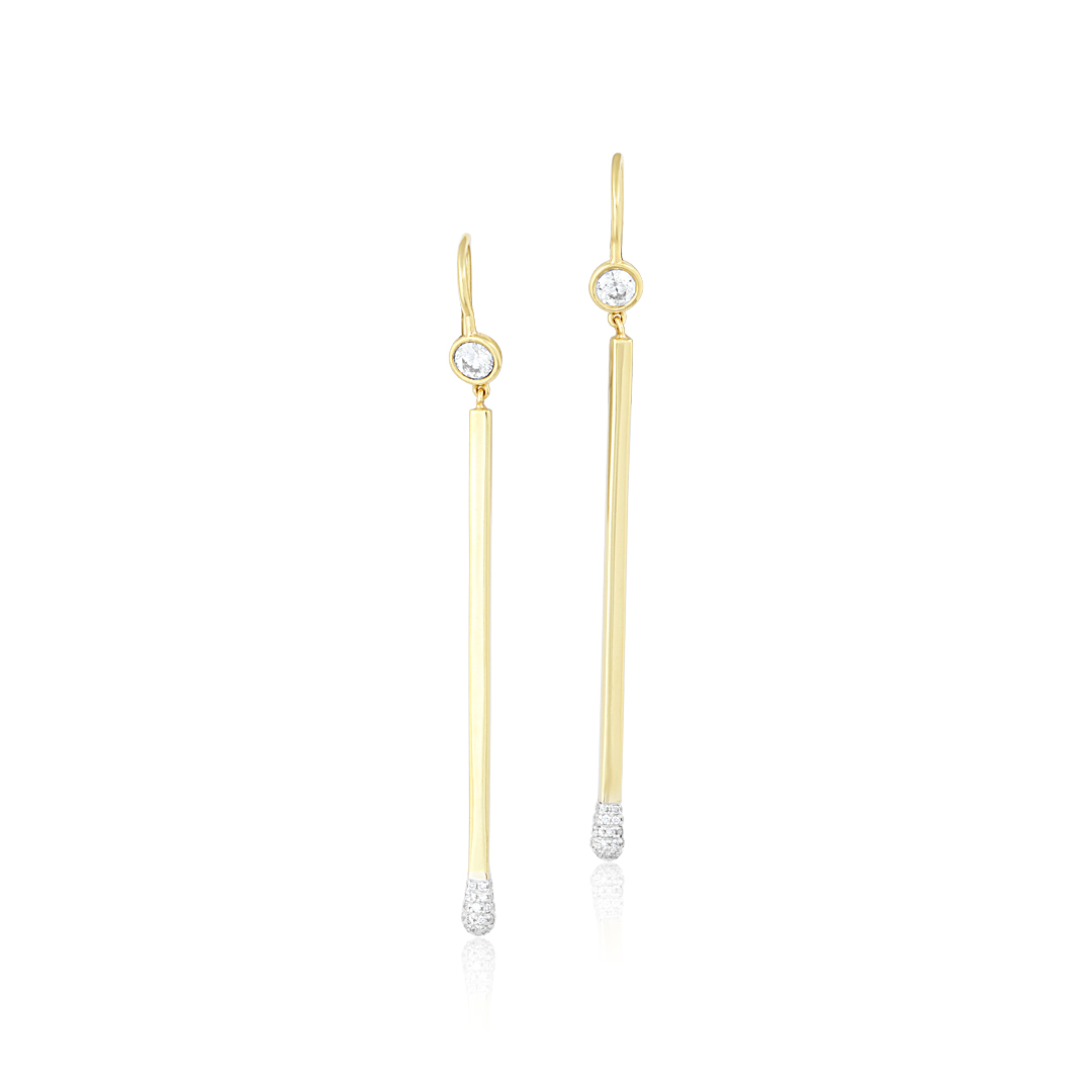 18K Yellow Gold Diamond Drop Earrings itemprop=