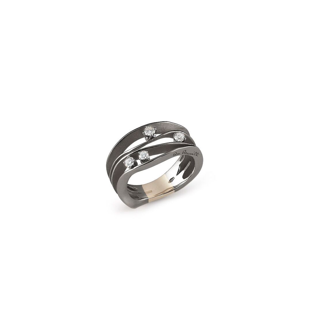 18K Black Lava Gold and Diamond Ring - GAN0778E