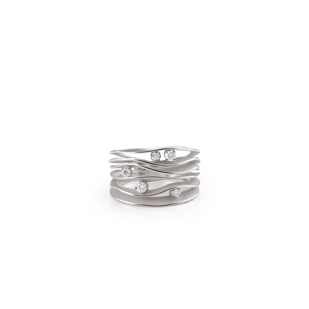 18K White Ice Gold Dune Collection Diamond Ring - GAN0914W
