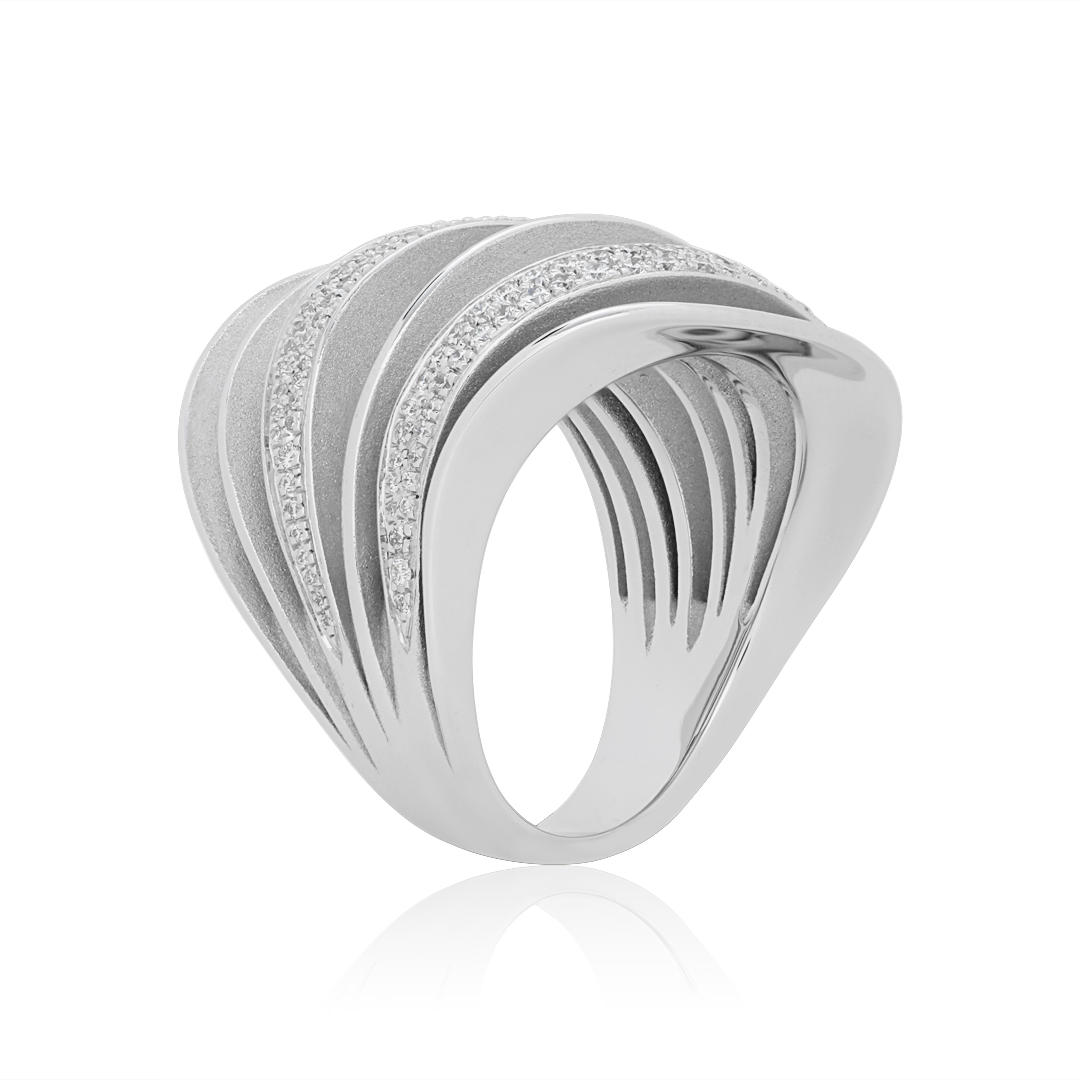 18K White Ice Gold Velaa Pave Collection 6 Row Diamond Ring