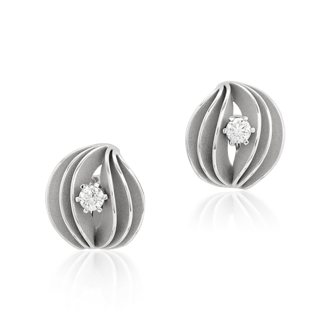 18K White Ice Gold and Diamond Royale Earrings