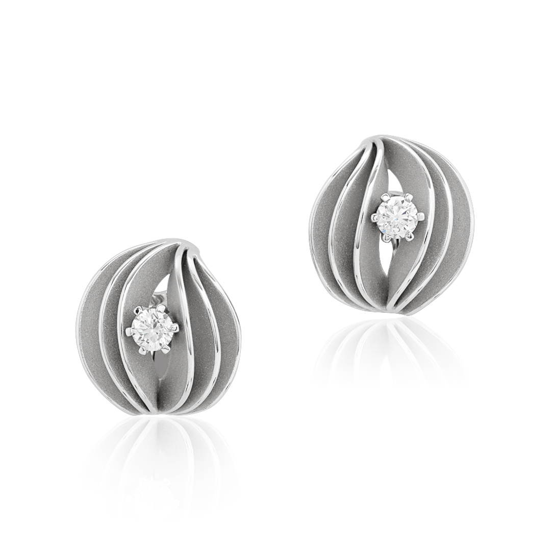 18K White Ice Gold and Diamond Royale Earrings itemprop=