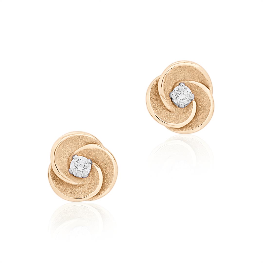 18K Orange Apricot Gold Desert Rose Collection Diamond Earrings