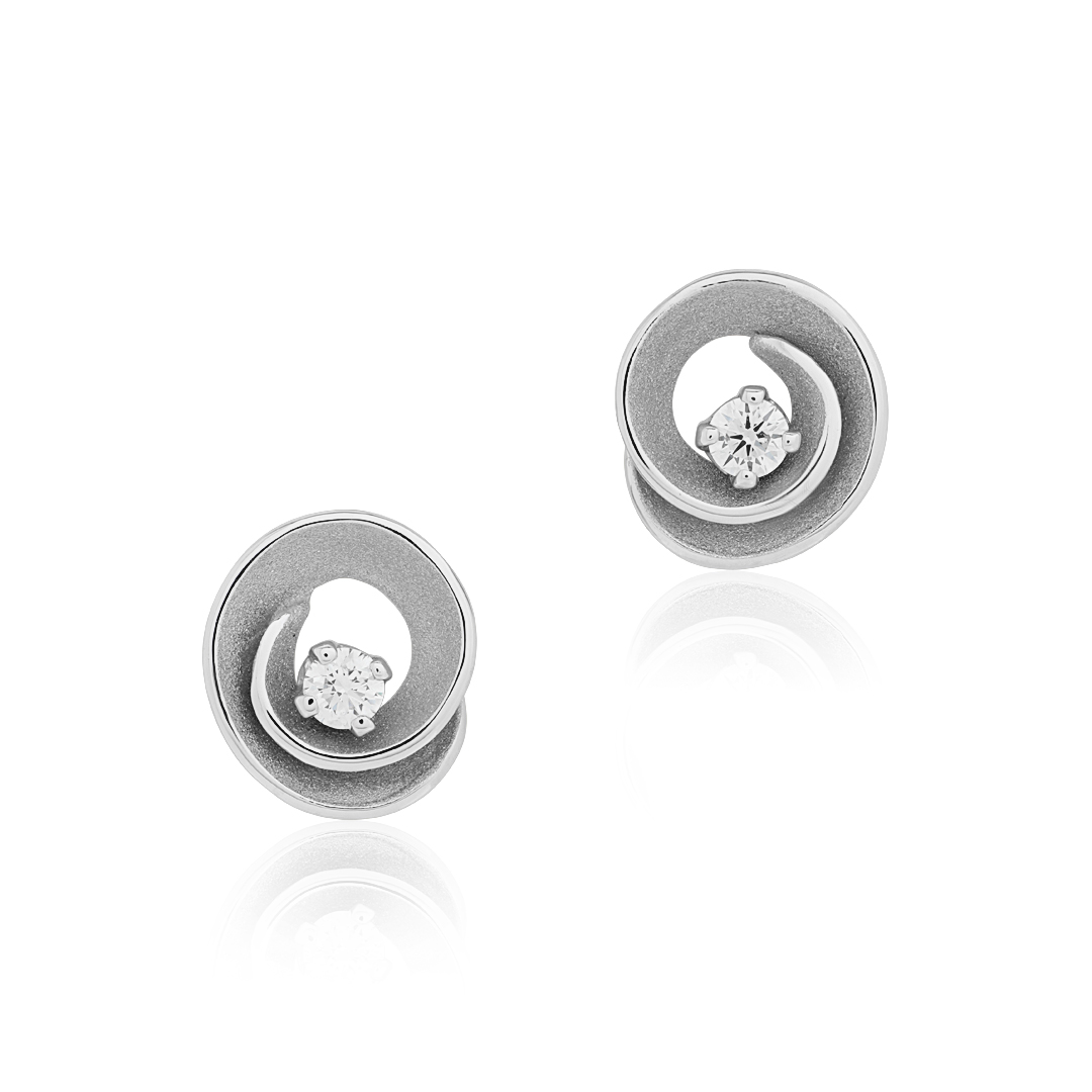 18K White Ice Gold Dune Assolo Collection Diamond Earrings