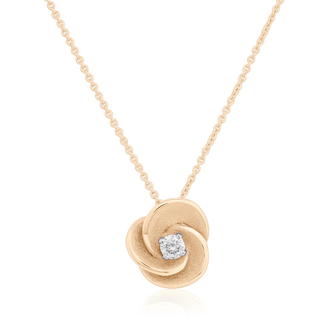 18K Orange Apricot Gold Desert Rose Collection Diamond Pendant Necklace