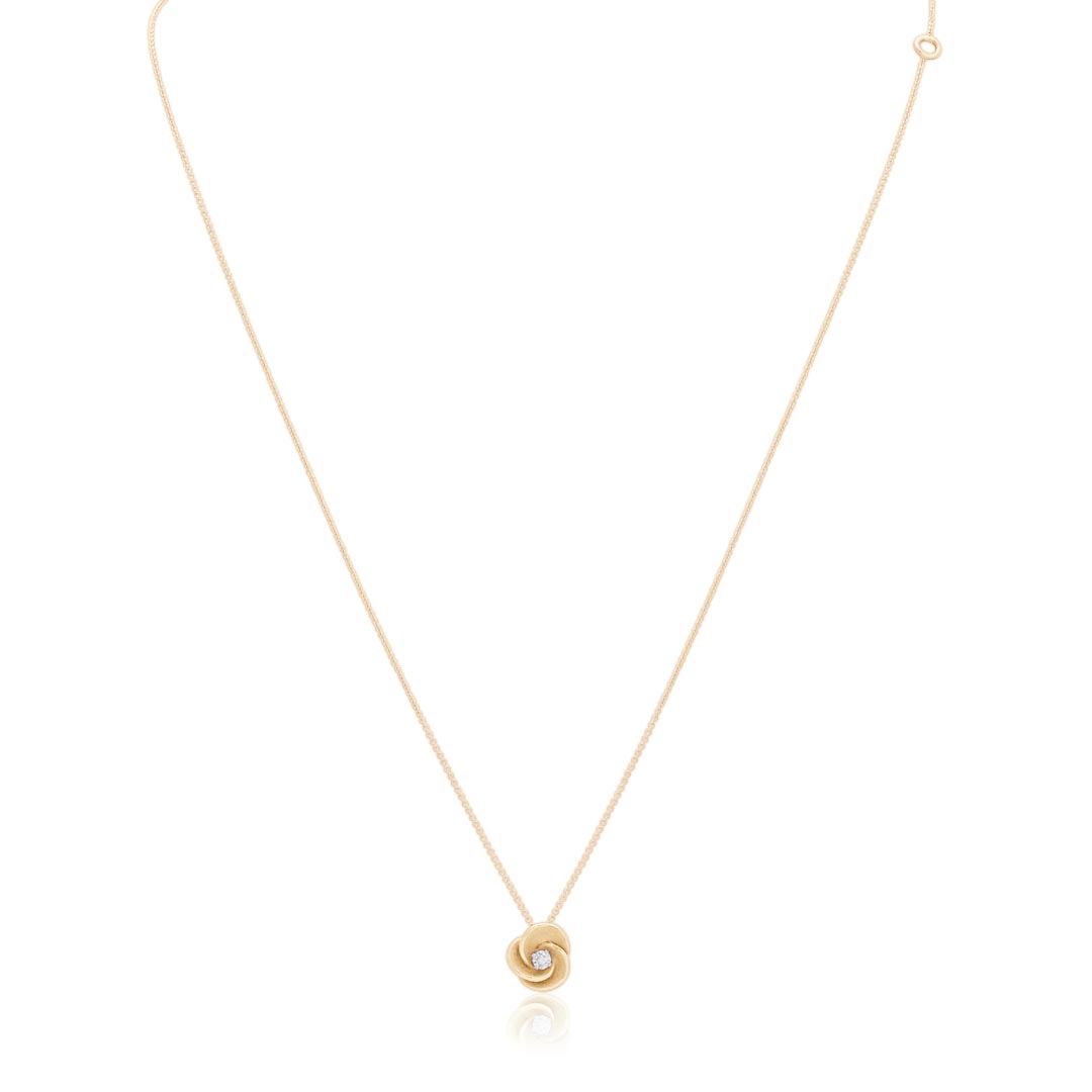 18K Orange Apricot Gold Desert Rose Collection Diamond Pendant Necklace
