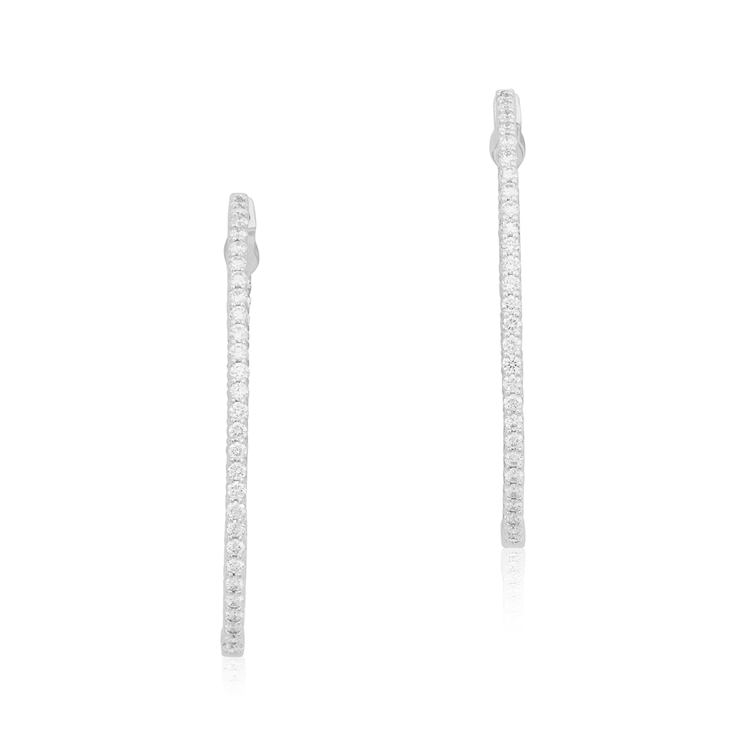 18K White Gold Diamond Hoop Earrings