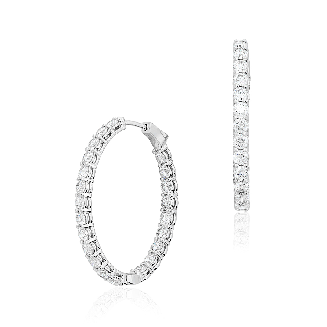 TIVOL 18K White Gold and Diamond Inside Out Hoop Earrings