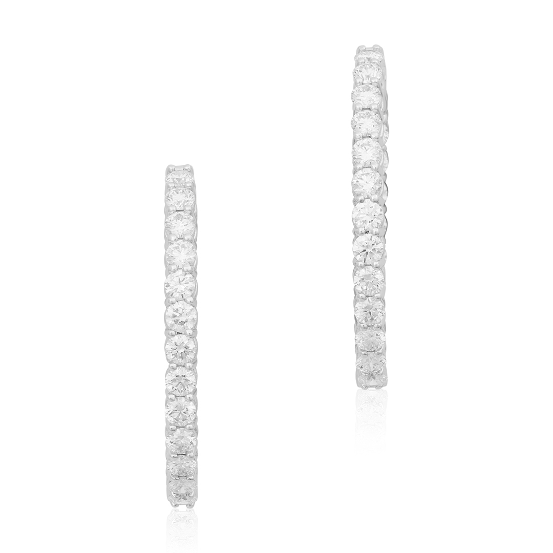 TIVOL 18K White Gold and Diamond Inside Out Hoop Earrings itemprop=