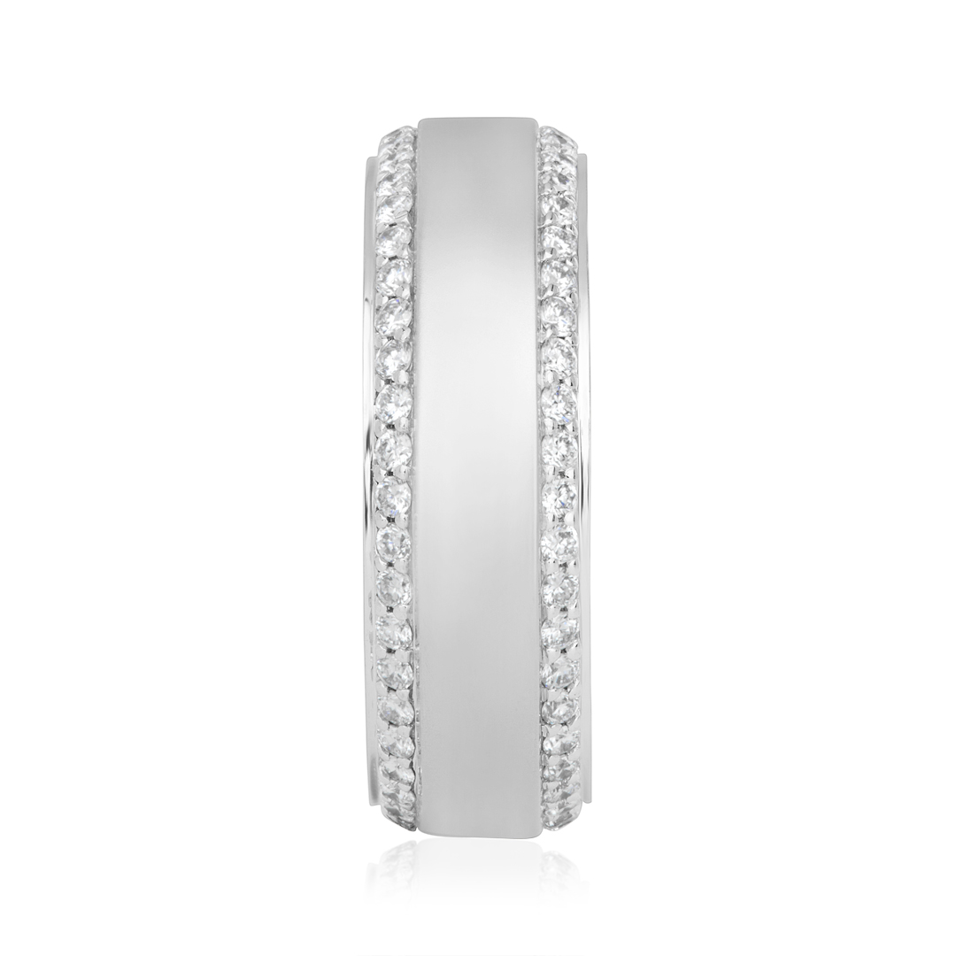 14K White Gold Diamond Men's Wedding Band