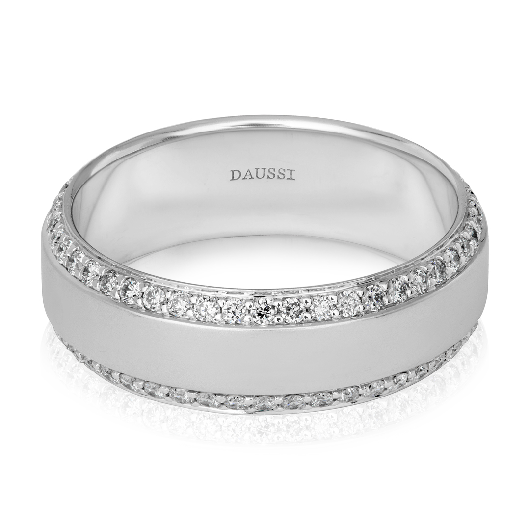 14K White Gold Diamond Men's Wedding Band