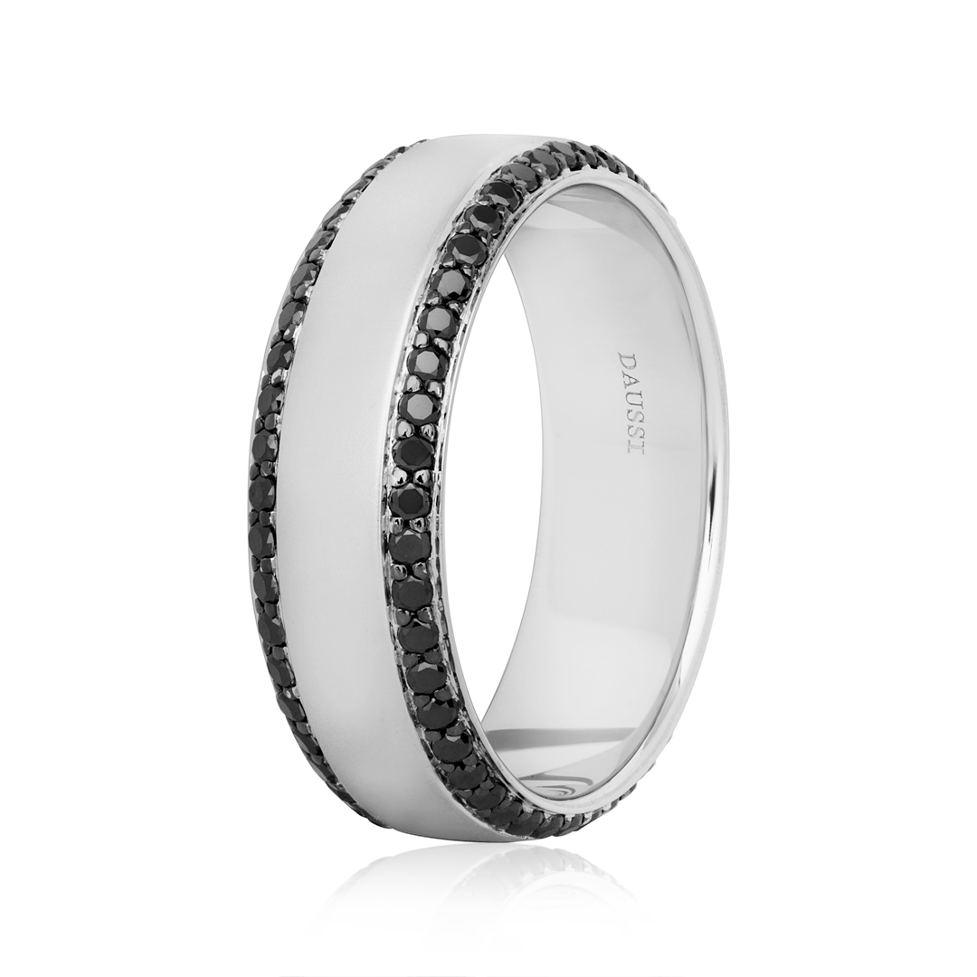 Henri Daussi 14k Rose Gold and Black Diamond Band