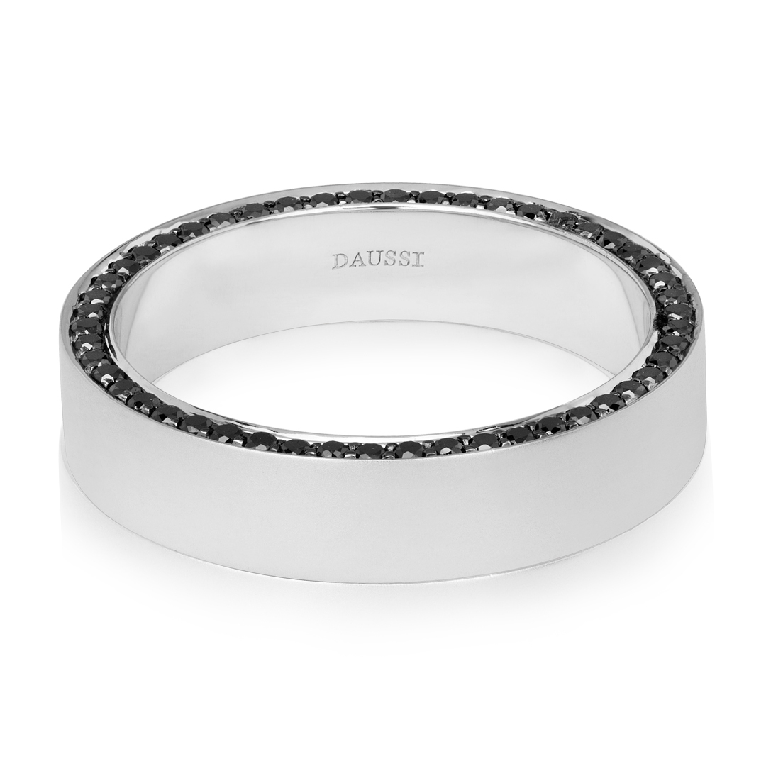 14K White Gold Black Diamond Band