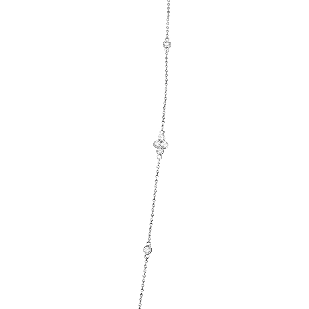 18K White Gold Diamond Station Necklace