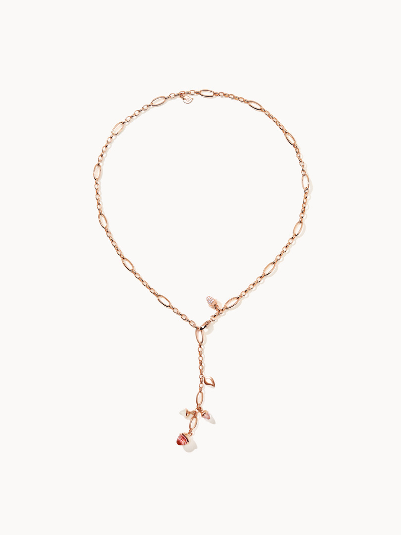 18k Rose Gold Diamond Tourmaline and Moonstone Mikado Necklace