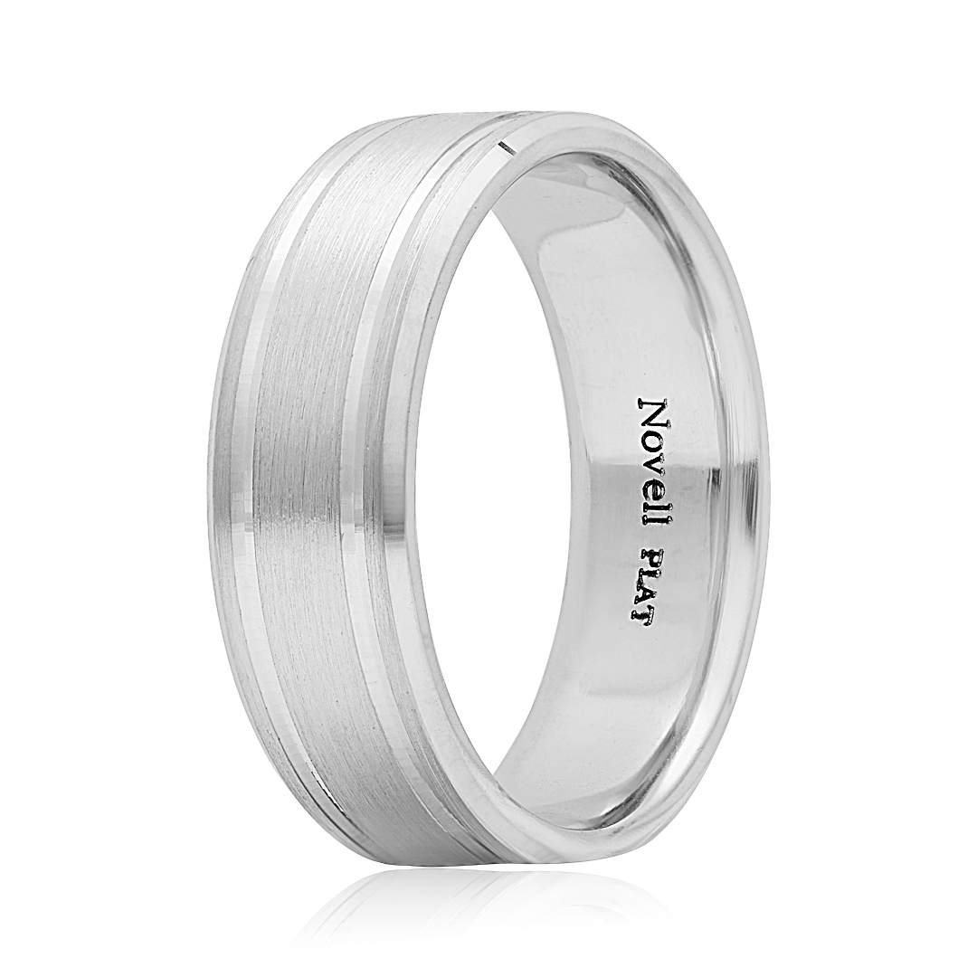 Novell Platinum Grooved Men's Wedding Band sz11