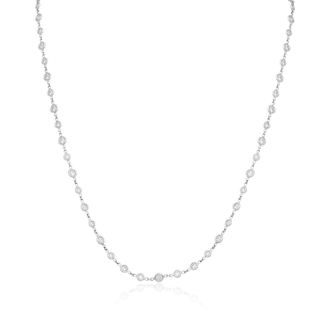 18K White Gold Round Diamond Eyeglass Necklace itemprop=