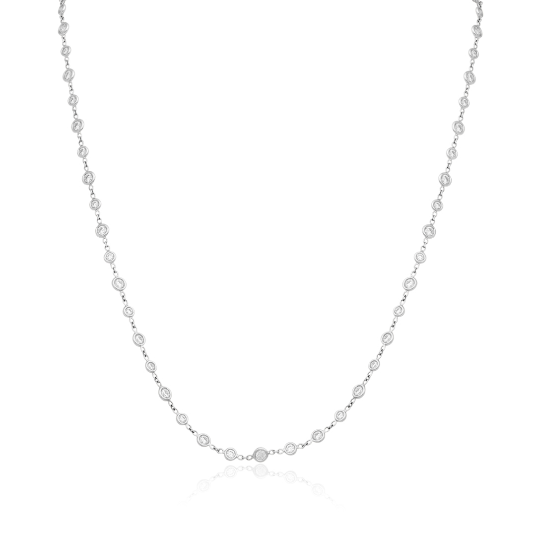 18K White Gold Round Diamond Eyeglass Necklace