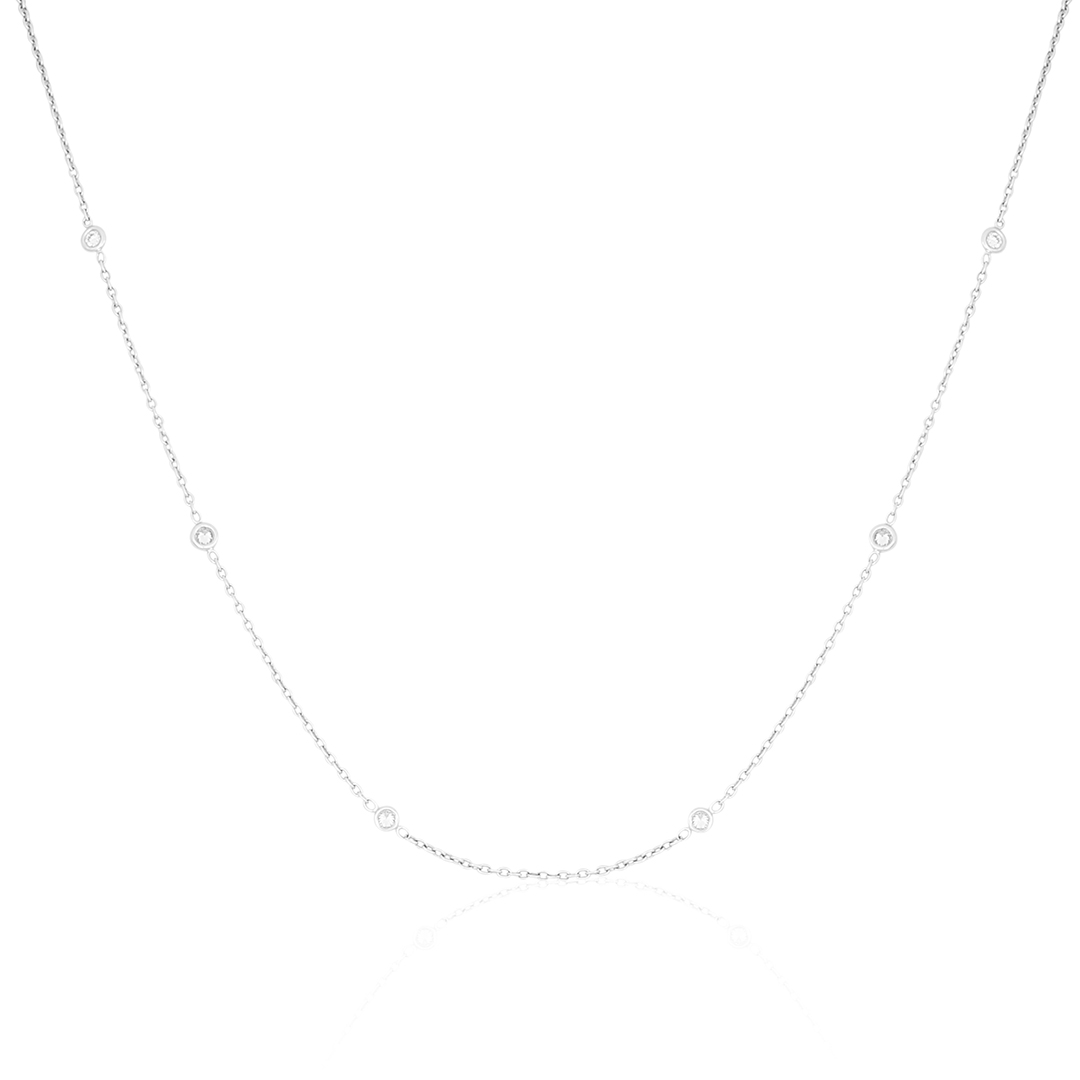 Penny Preville 18K White Gold 18" Bezel Set Diamond Necklace