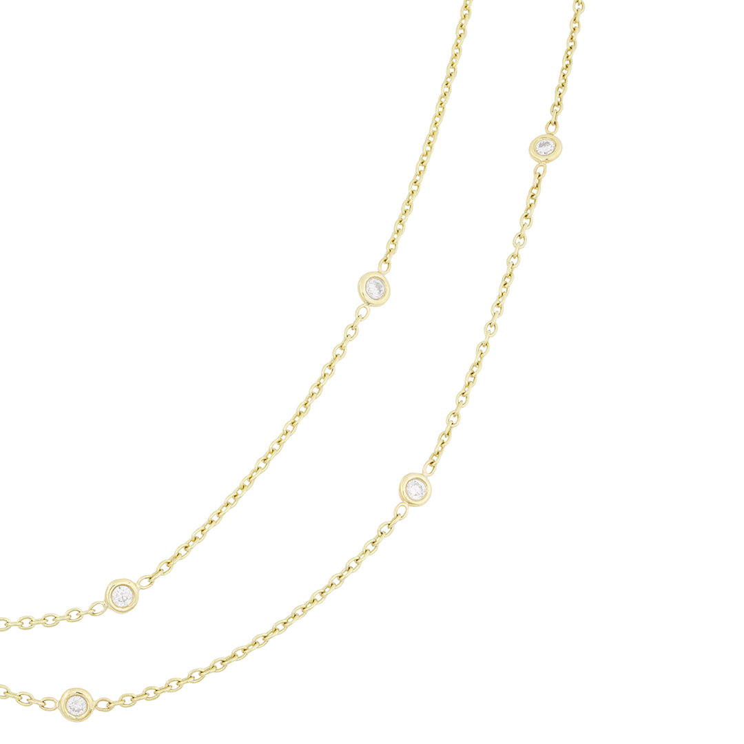 Penny Preville 18K Yellow Gold 36\ Bezel Set Round Diamond Necklace