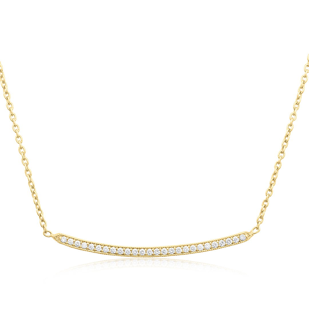 PENNY PREVILLE 18K White Gold Diamond Bar Necklace