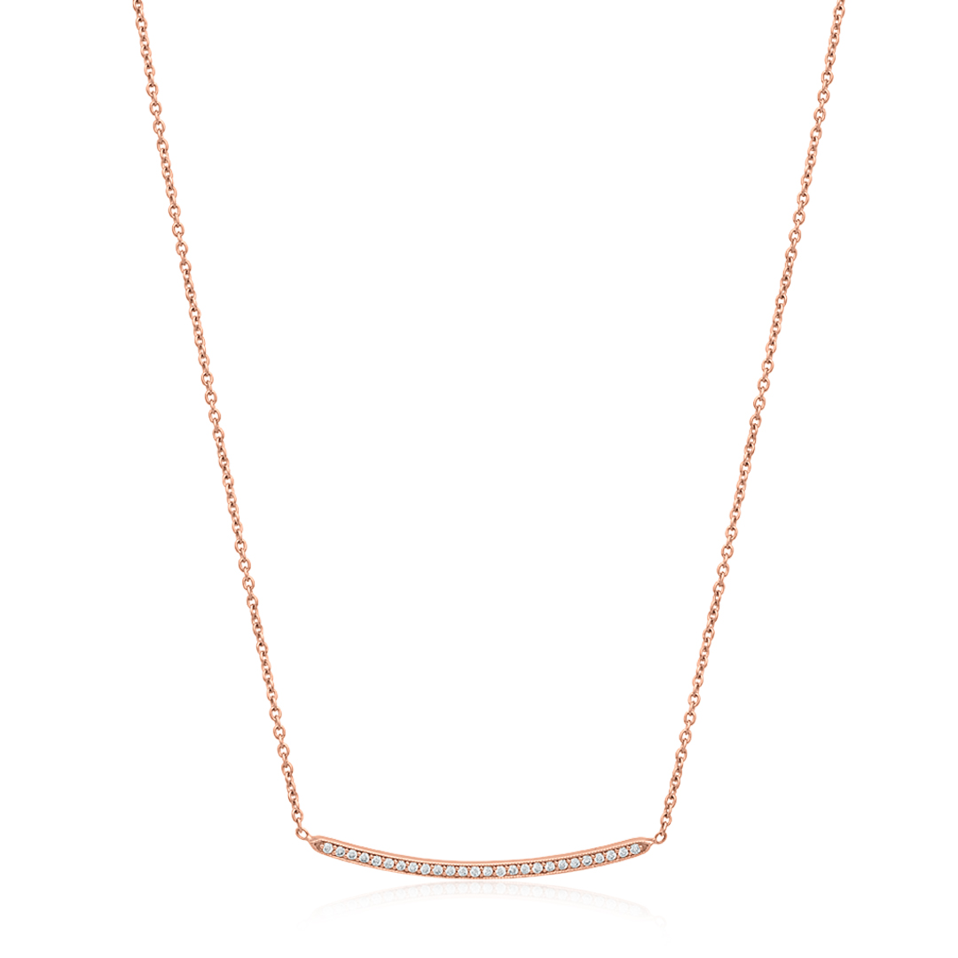 18K Rose Gold Thin Bar Diamond Necklace