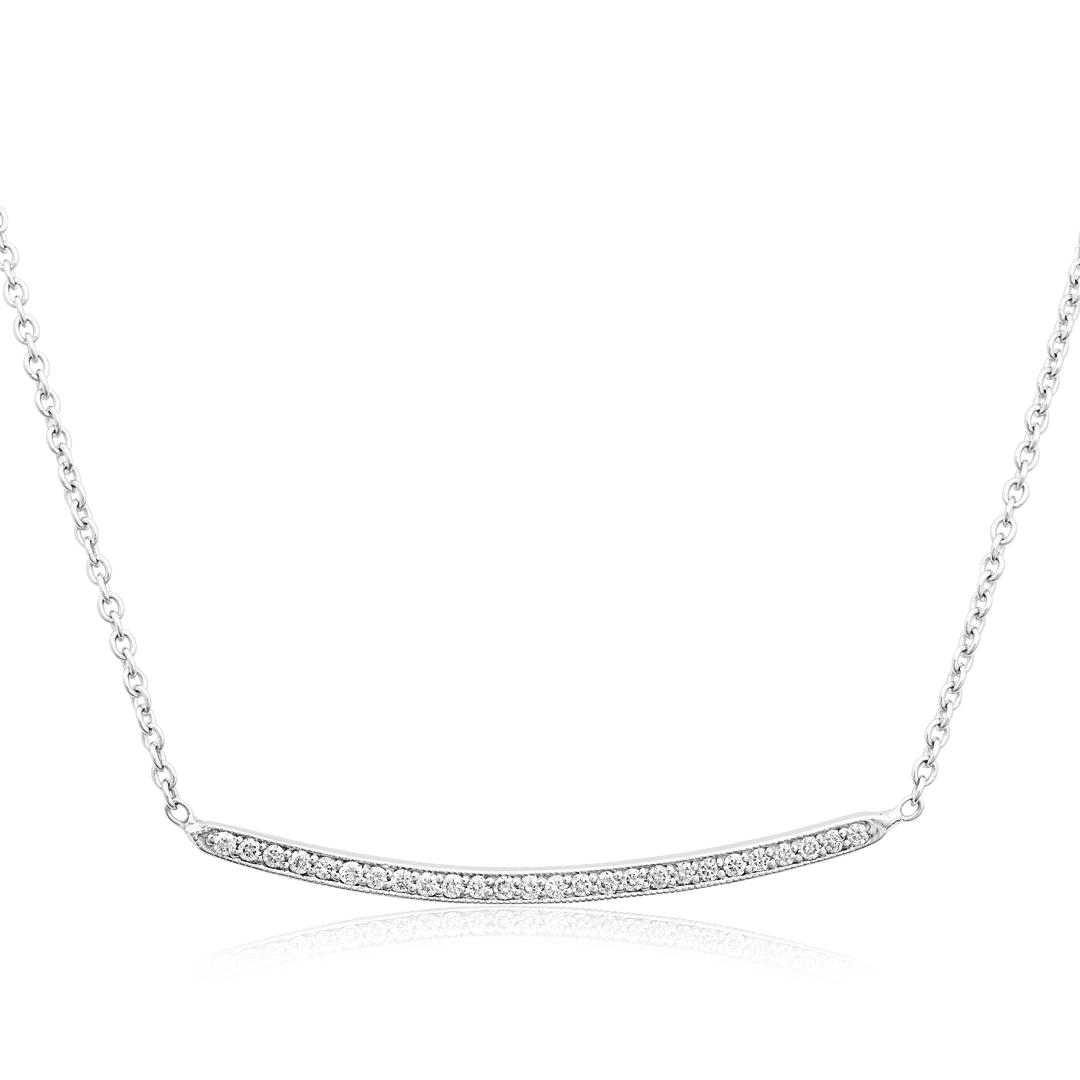 PENNY PREVILLE 18K White Gold Diamond Bar Necklace