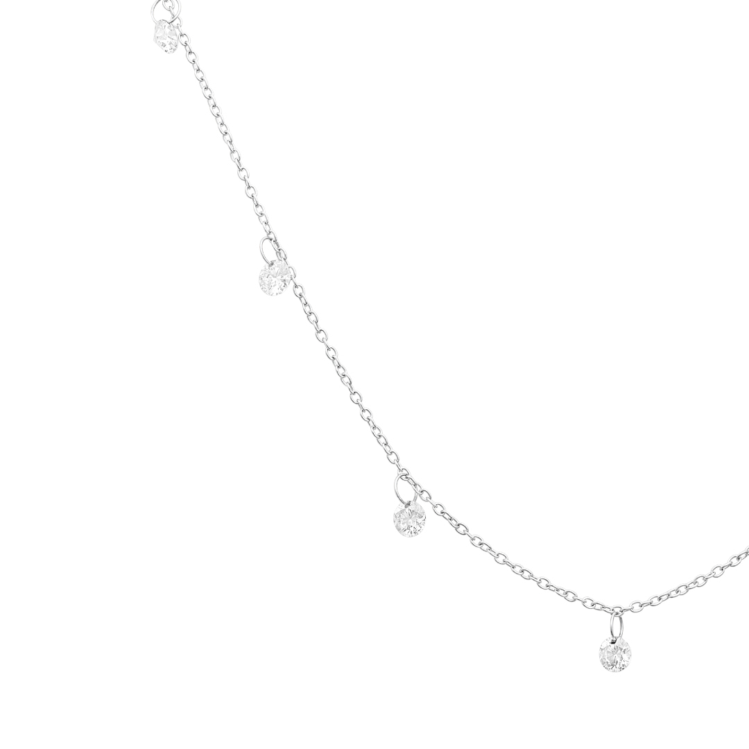 18K White Gold and Drilled Diamond Chain