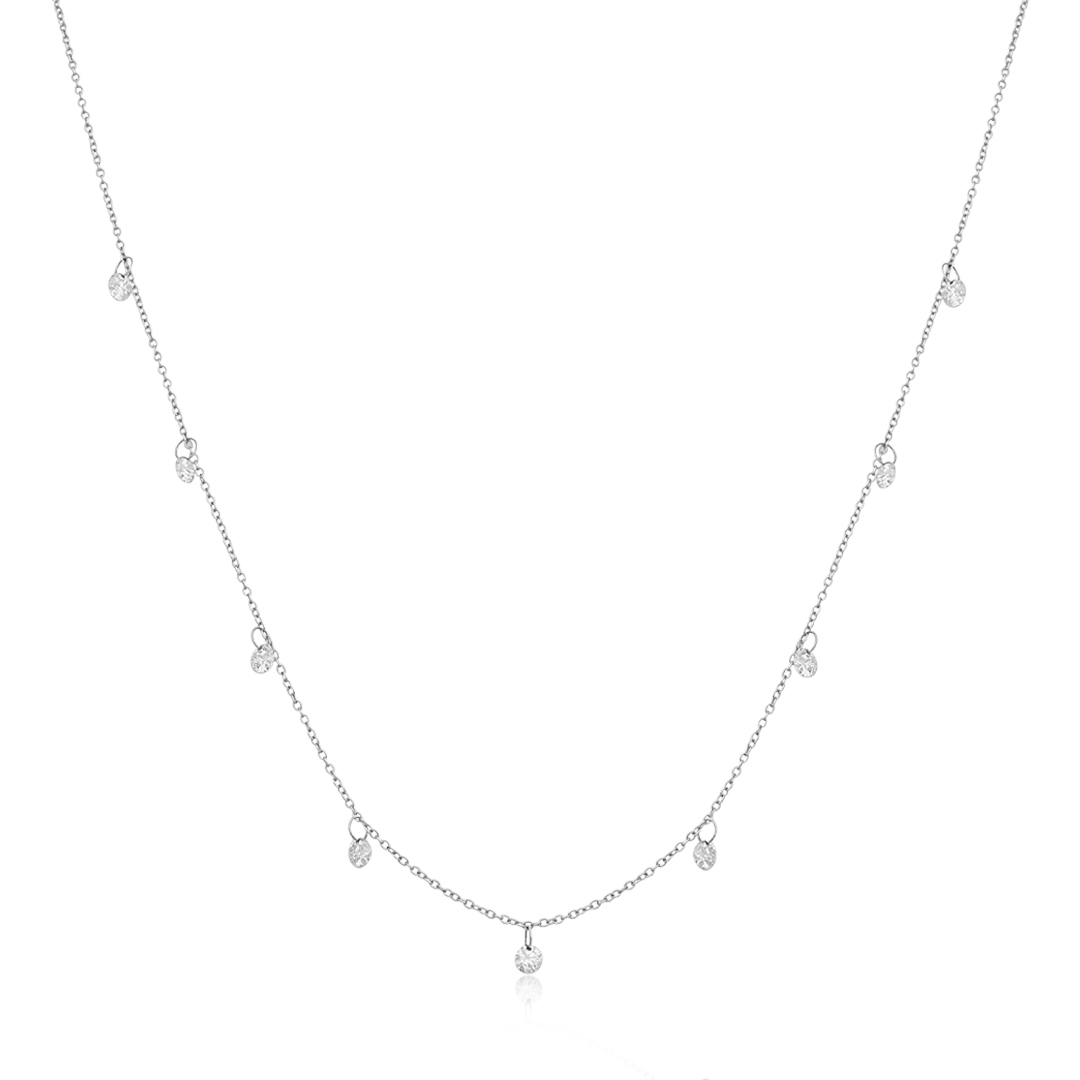 18K White Gold and Drilled Diamond Chain