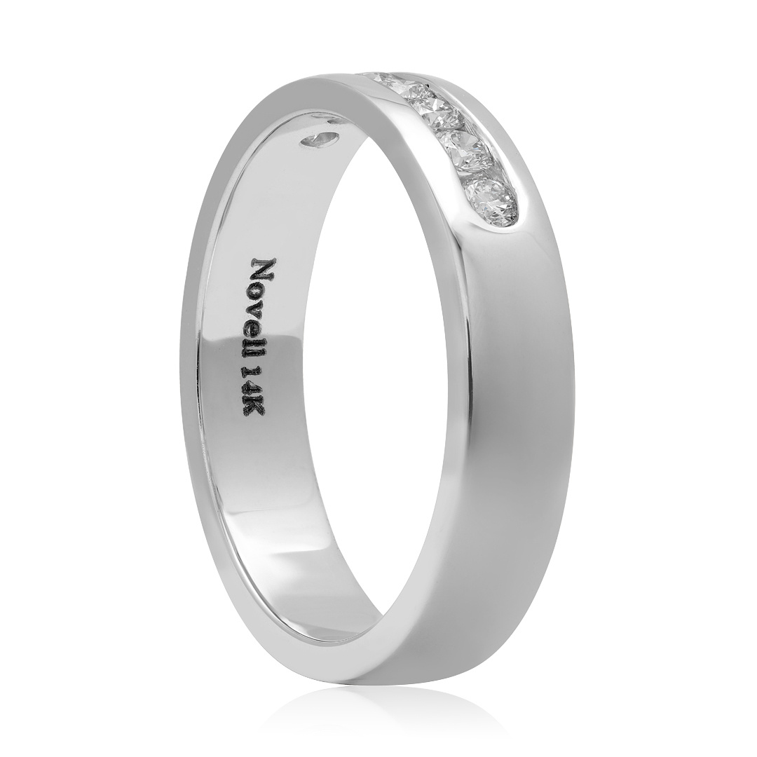 14K White Gold Channel Set Diamond Men's Wedding Band