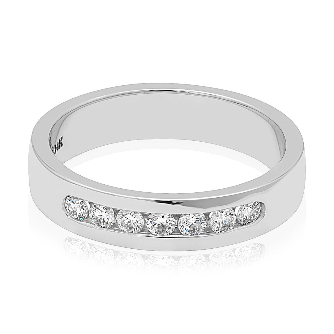 14K White Gold Channel Set Diamond Men's Wedding Band