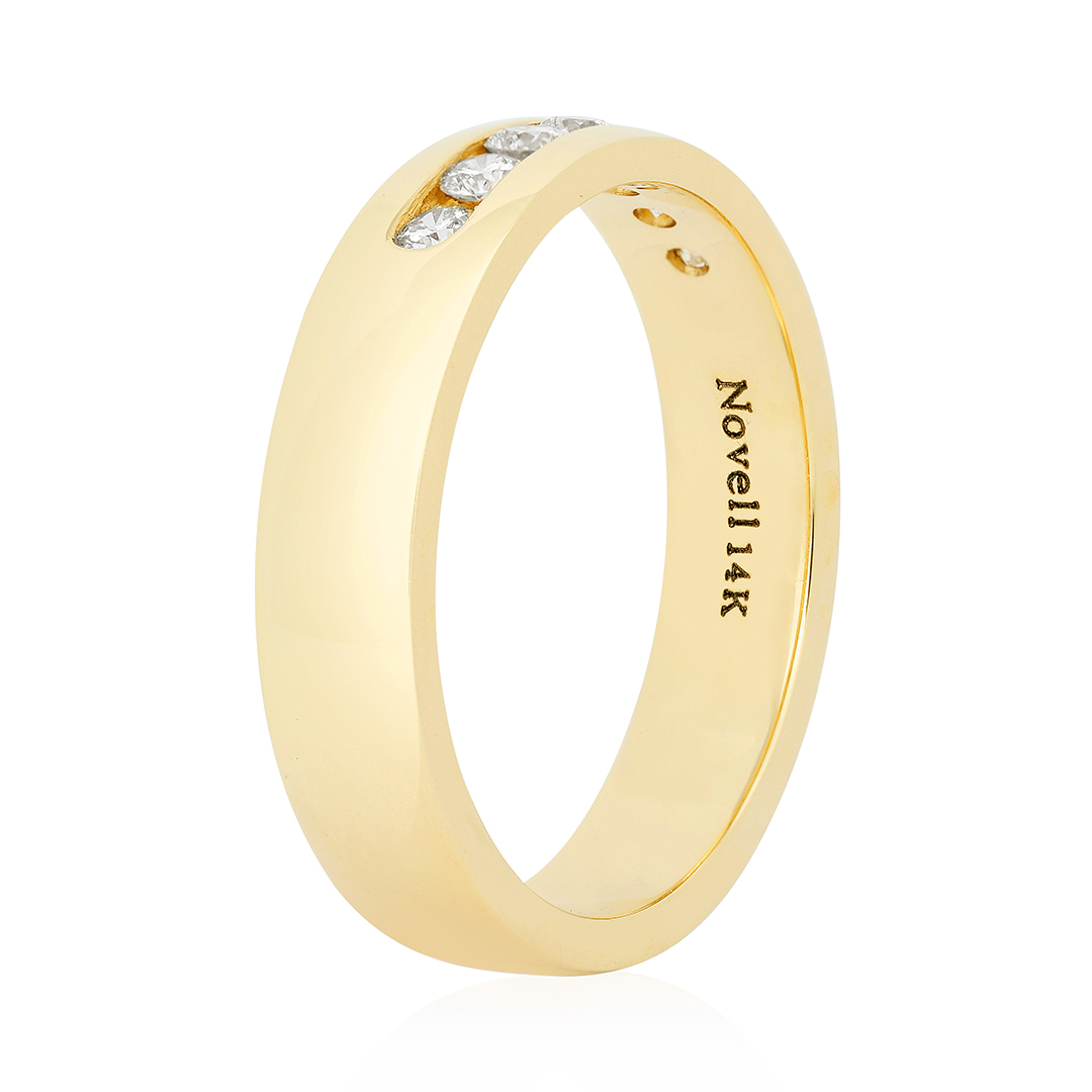 Novell 14K Yellow Gold Channel Set Diamond Men's Wedding Band