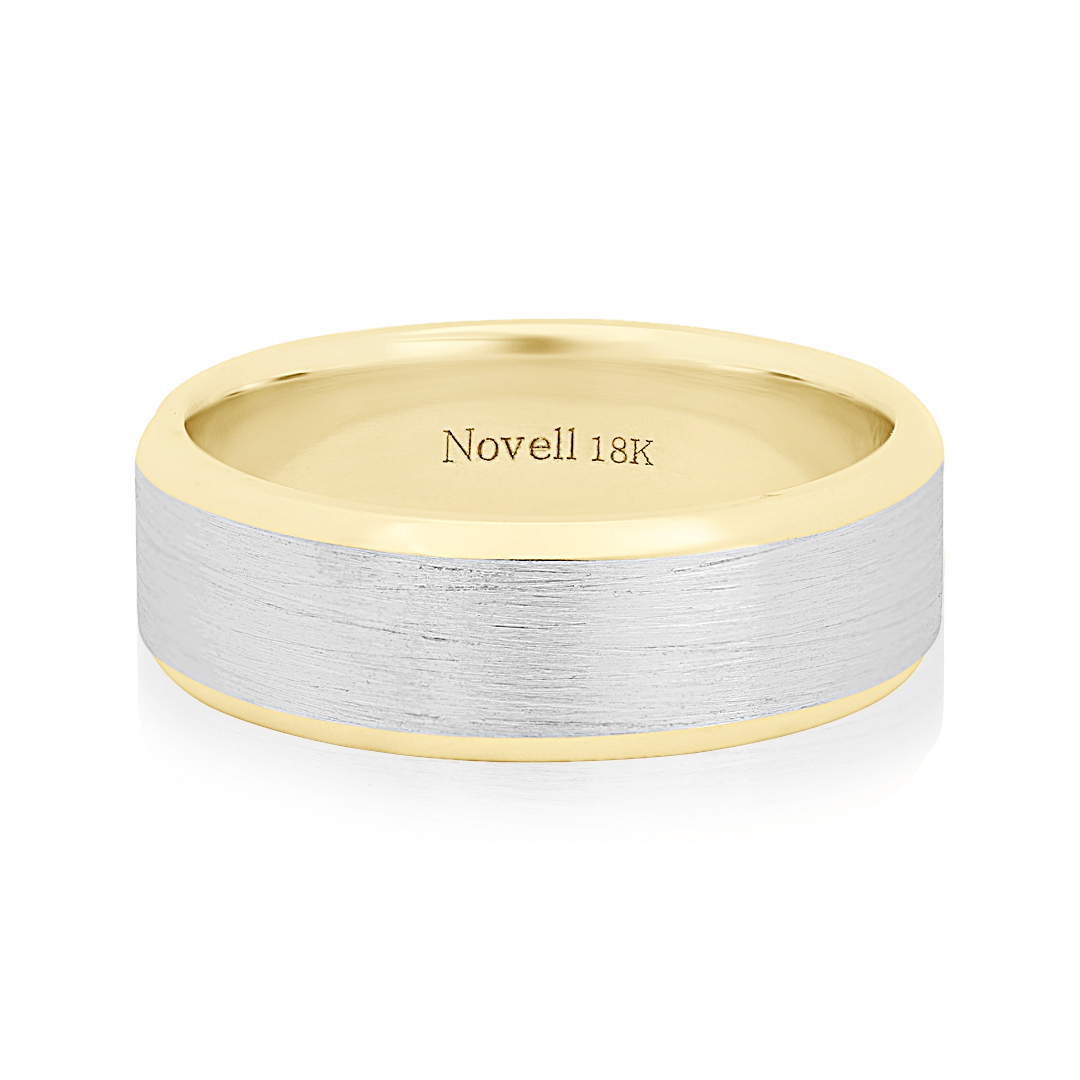 18K White and Yellow Gold Men's Wedding Band