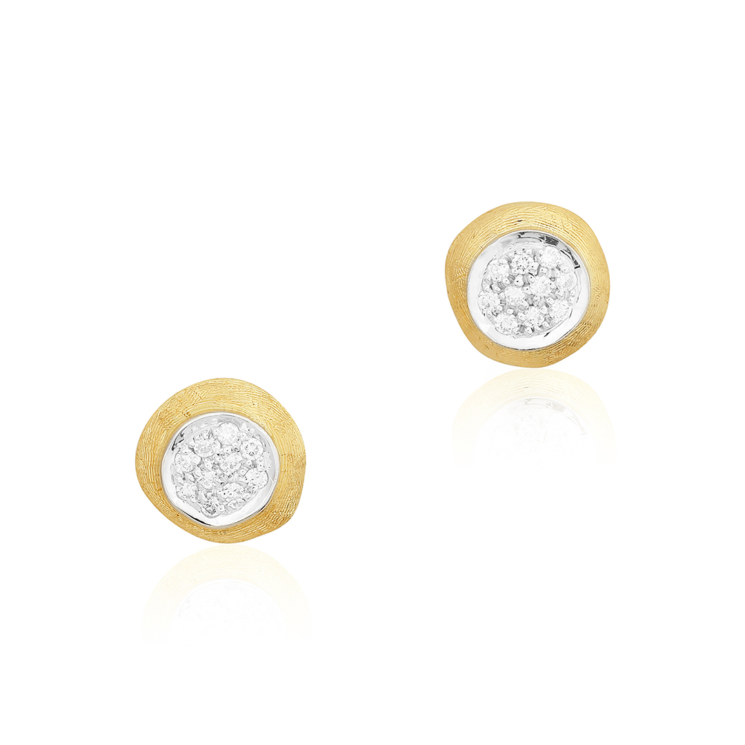 18K Yellow and White Gold Delicati Collection Diamond Stud Earrings itemprop=