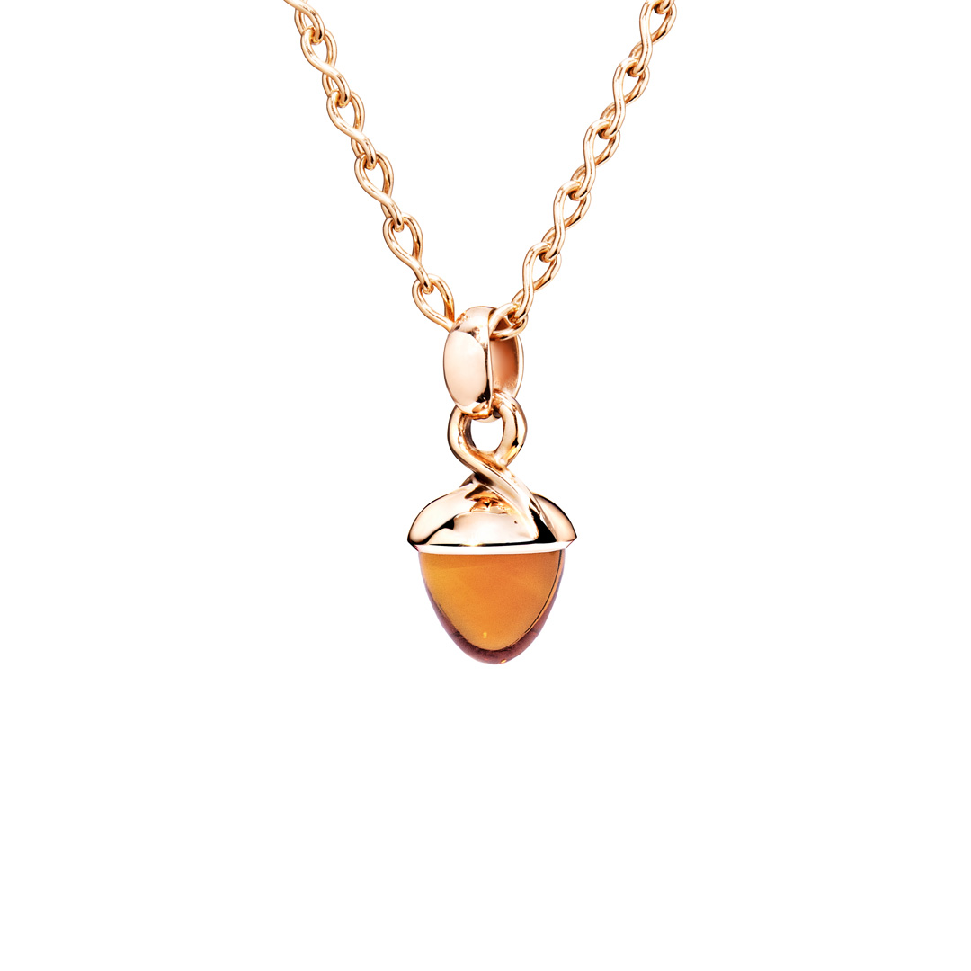 Tamara Comolli 18k Rose Gold and Citrine Mikado Acorn Pendant Necklace