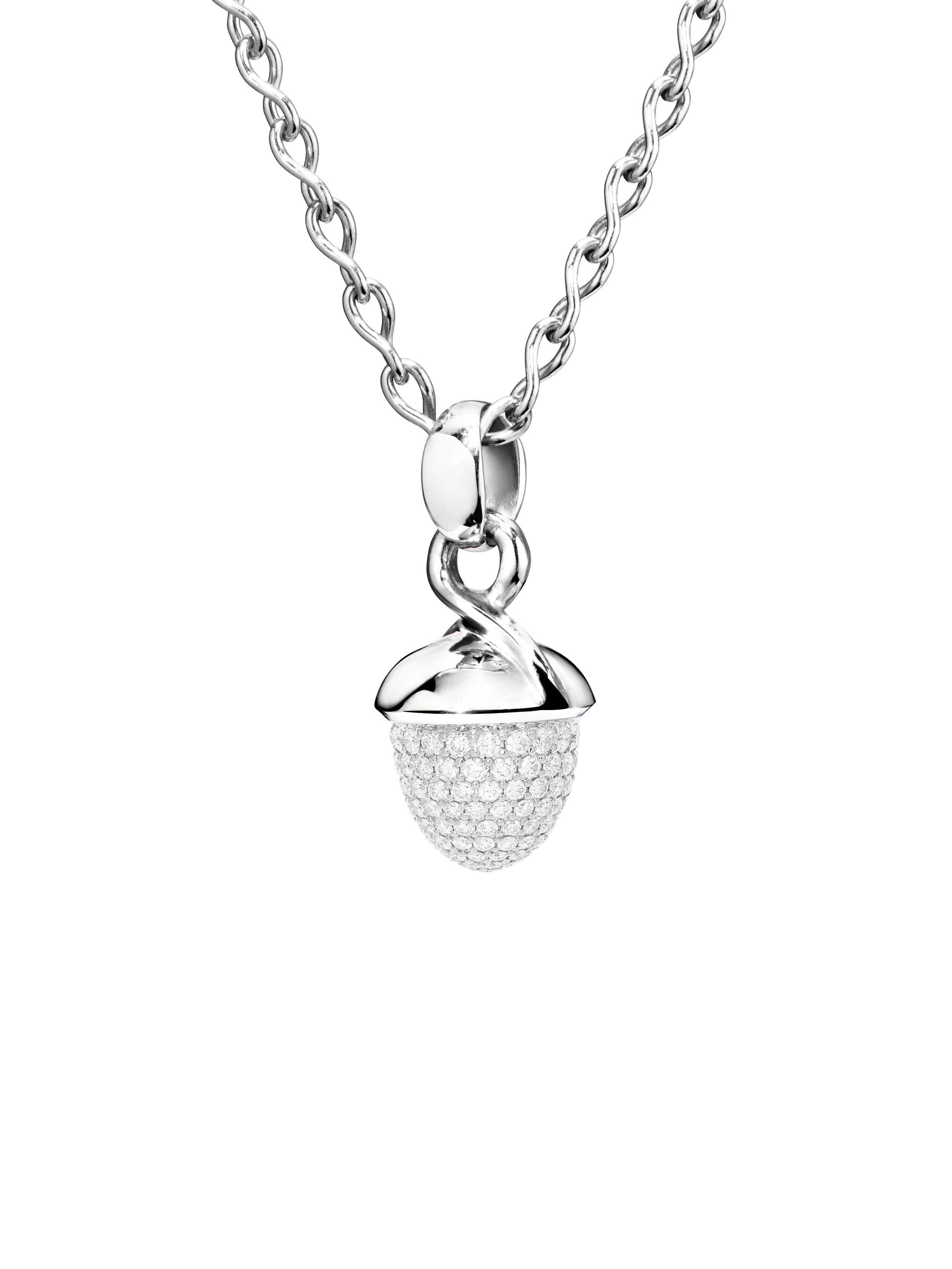 18k White Gold and Diamond Mikado Pendant Necklace