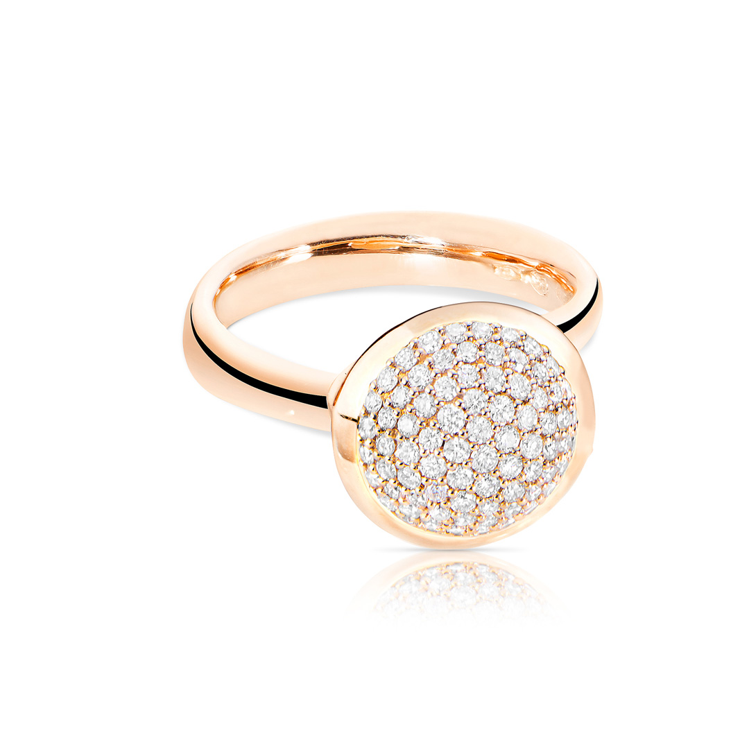 Tamara Comolli 18k Rose Gold and Diamond Stackable Bouton Ring itemprop=