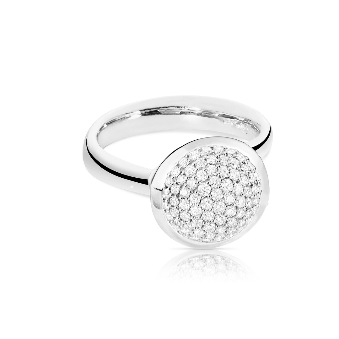 Tamara Comolli 18k White Gold and Diamond Stackable Bouton Ring