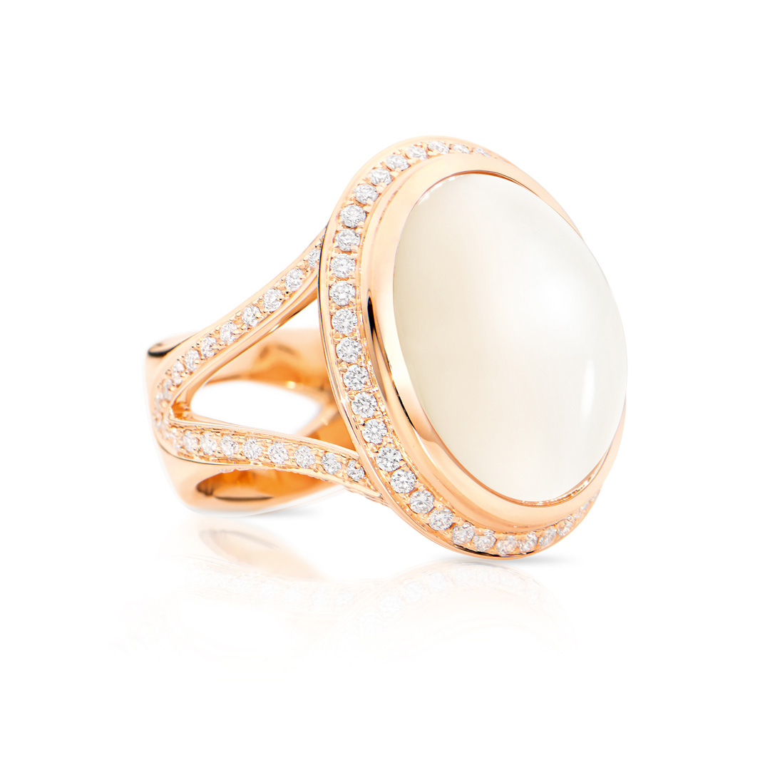 Tamara Comolli 18k Rose Gold Diamond and Moonstone Bouton Ring itemprop=