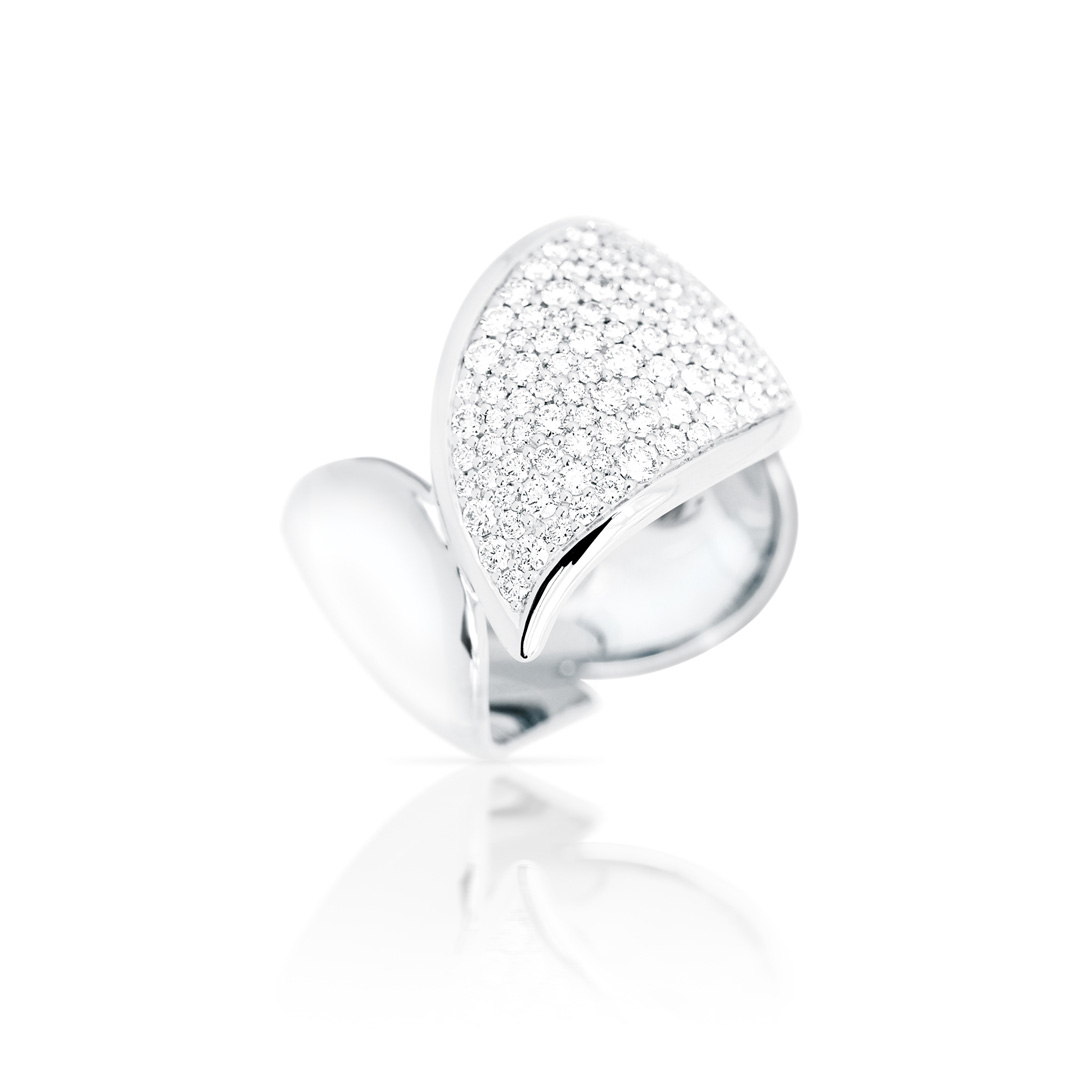 Tamara Comolli 18k White Gold Diamond and Diamond Signature Ring
