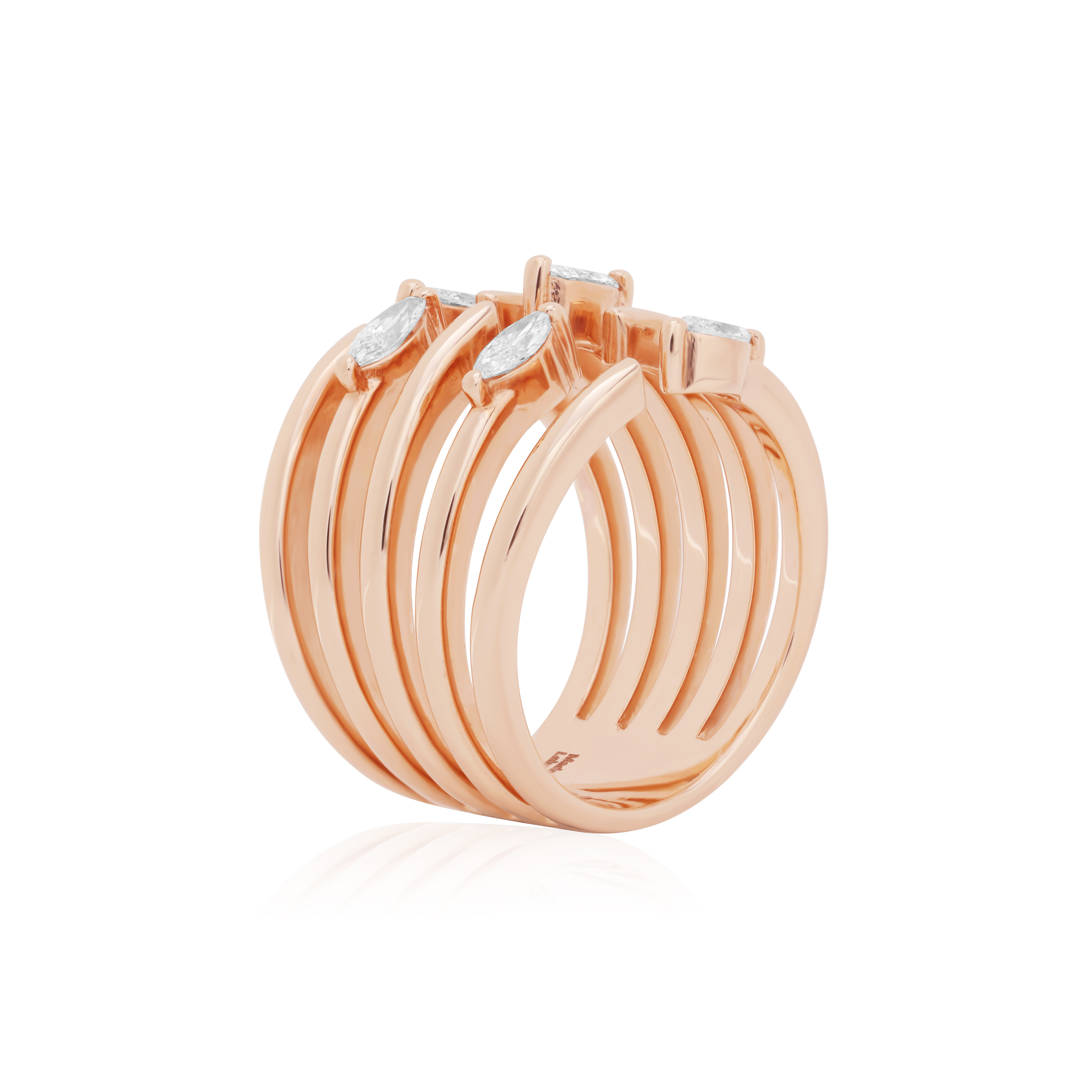 TIVOL Rose Gold and Diamond Open Design Ring