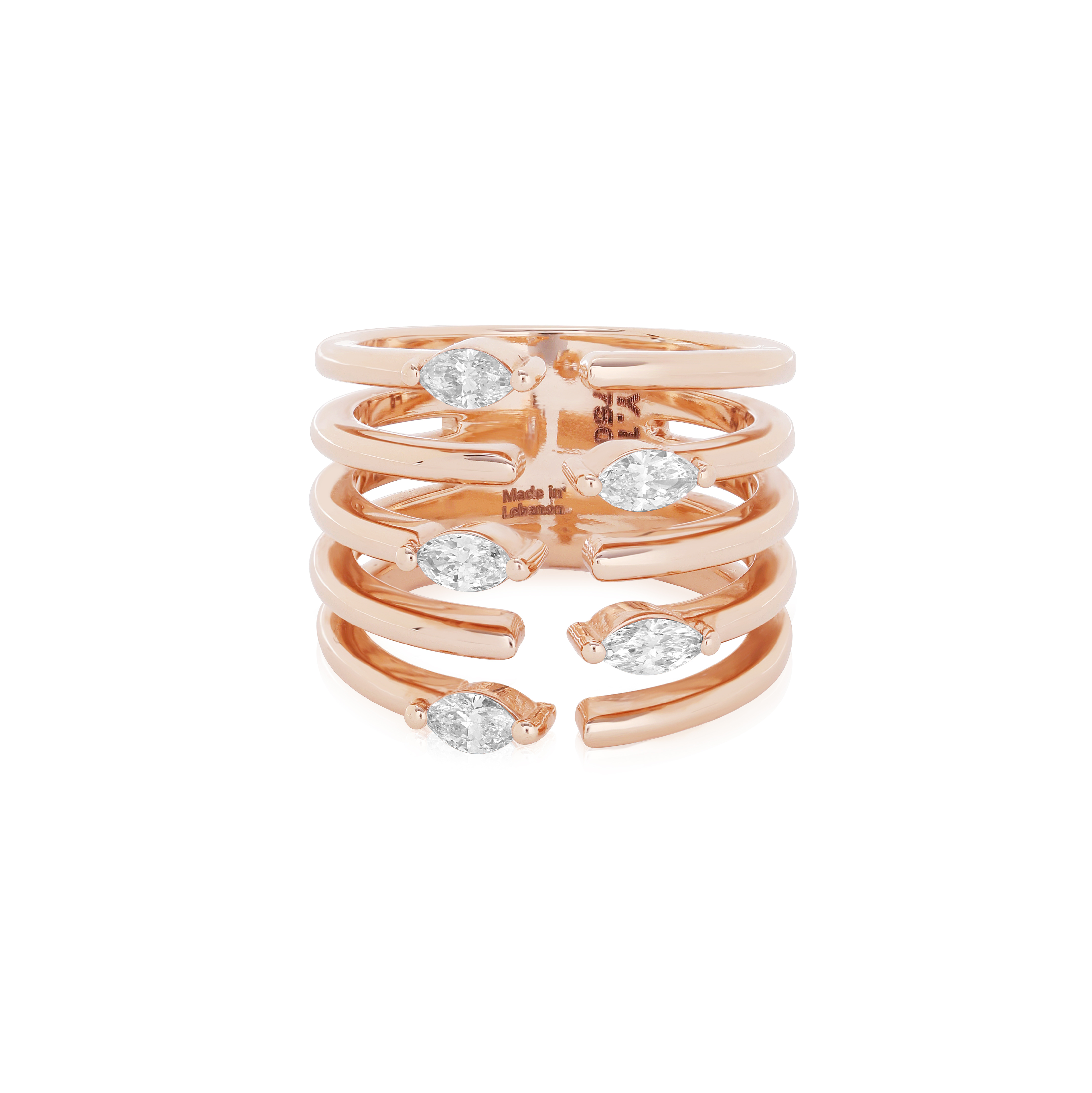 TIVOL Rose Gold and Diamond Open Design Ring