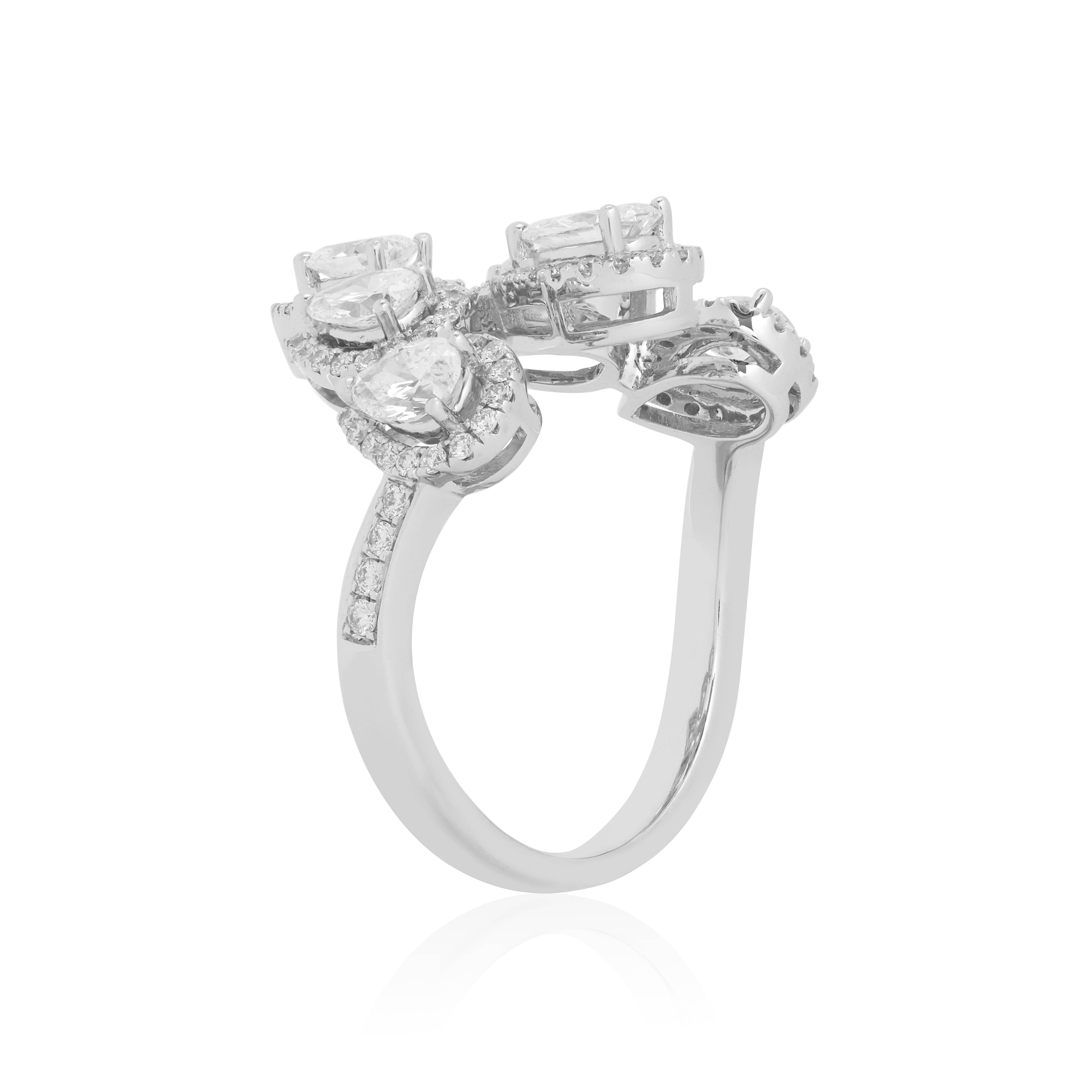 TIVOL 18K White Gold 6 Station Pear Diamond Ring